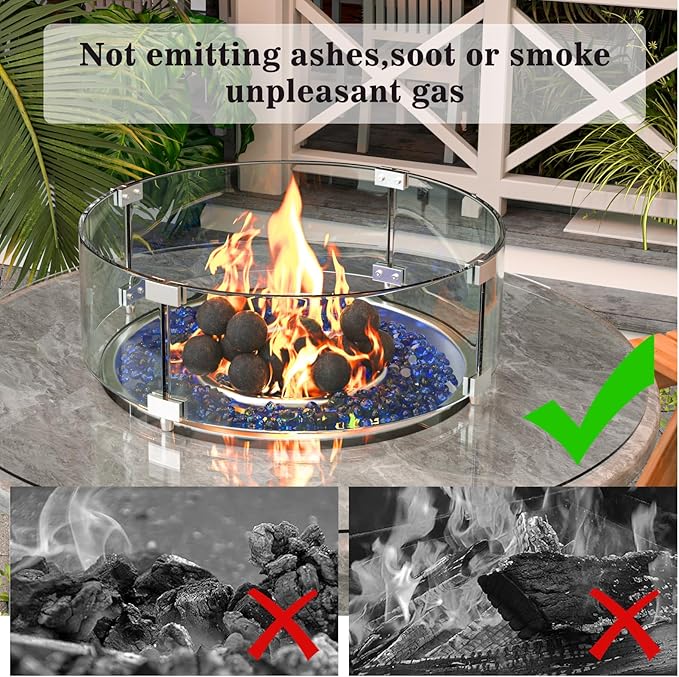 GRISUN Black Round Ceramic Fire Balls for Fire Pit, 4 Inch Tempered Fire Stones for Natural or Propane Fireplace, Safe for Outdoors and Indoors Fire Pit Reusable Fireballs, Set of 12