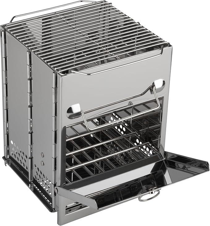 Camping Stove - Stainless-Steel Wood Burning Rocket Stove - Portable Grill for Beach, Picnic, Camp or Backpacking - Bushcraft Gear by Wakeman Outdoors