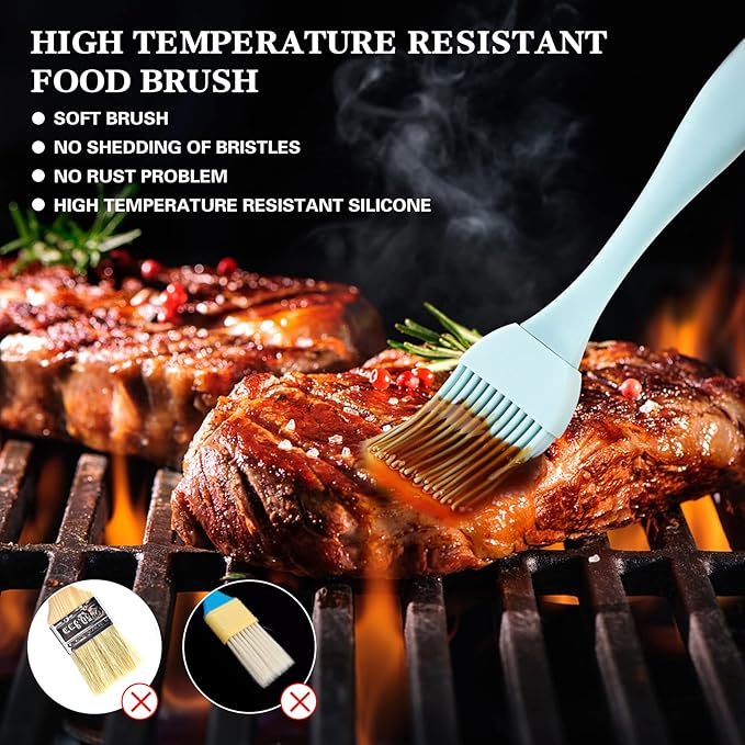 16 Pcs Silicone Basting Pastry Brush - Cooking Brush for Oil Sauce Butter Marinades, Food Brushes for BBQ Grill Kitchen Baking, Baster Brushes Baste Pastries Cakes Meat Desserts