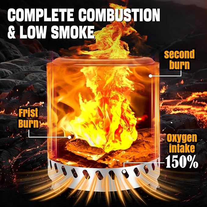 9.5 X 8.6 Inch Tabletop Fire Pit, VivaGarden Portable Firepit, Smokeless Table Top Firepit, Safe Burning Camping Stove, Fueled by Pellets or Wood, Forks, Mat & Travel Bag Included, Blue