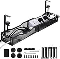 Under Desk Cable Management Box 25.3 Inch – Clamp-Mounted Cable Organizer Tray, Large Cord Management Box for Office & Home, Wire Organizer Under Desk Storage, Black