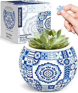 PieceRelax 3D Puzzle Planter 80 Pieces - Flower Pot - Danish Folklore Style, for Mom, Home Decor Flower Pots for Indoor Cactus, Succulents Pots [K1117]