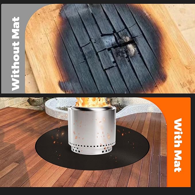 40" 3-Ply Round BBQ Mat, Fire Pit Mat for Solo Stove Bonfire, Easy Clean Reusable Waterproof Mat， Fireproof Pads for Under Fire Pit, Charcoal Grills, Griddles and Smokers
