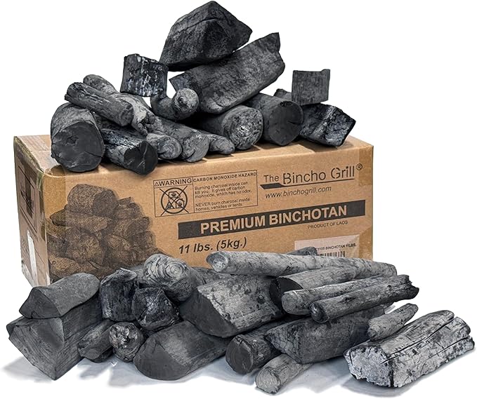 The Bincho Grill Binchotan Charcoal 11 lbs – Premium Japanese Grill Style Hardwood, 95% Carbon, Smokeless High-Heat, Long Burn for Yakitori, Reusable