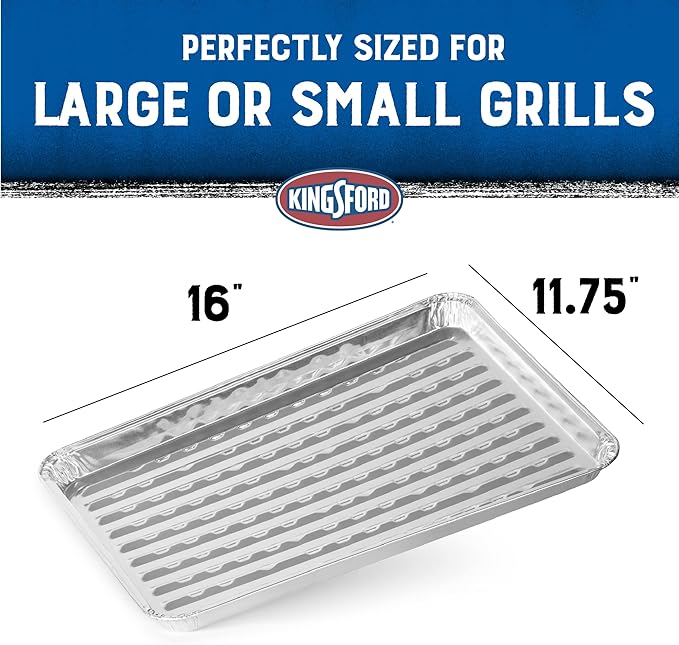 Kingsford Fish & Veggie Grill Liners, Nonstick Aluminum Griller Pans for BBQ, Helps Keep Food from Falling Through Grates, Disposable Heat-Safe Grill Accessories, 16" x 11.75", 4 Count - 2 Pack
