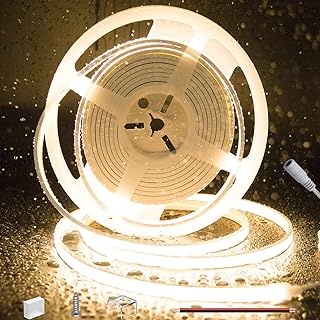 PAUTIX COB LED Strip Neon Rope Light 16.4ft/5m, 2700K Warm White 504 LEDs/m 24V,Silicone LED Neon Light IP68 Waterproof for Outdoor Indoor Lighting Decor(Power Supply NOT Included)