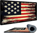 Retro Flag Mouse Pad XL with Stitched Edges 31.5 x 11.8, Extended Desk Pad Desk Mat for Desktop Decor and Accessories Workplace Home XXL Mouse Pad for Gaming Office Big Mousepad