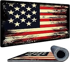 Retro Flag Mouse Pad XL with Stitched Edges 31.5 x 11.8, Extended Desk Pad Desk Mat for Desktop Decor and Accessories Workplace Home XXL Mouse Pad for Gaming Office Big Mousepad
