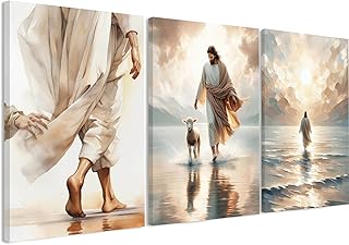 3 Pcs Christian Wall Art Jesus Decor Christ Religion Canvas Wall Decor Jesus Art Pictures Posters Prints Religious Paintings Room Decor for Church Prayer Room Christian Schools Hospitals 24''x16''