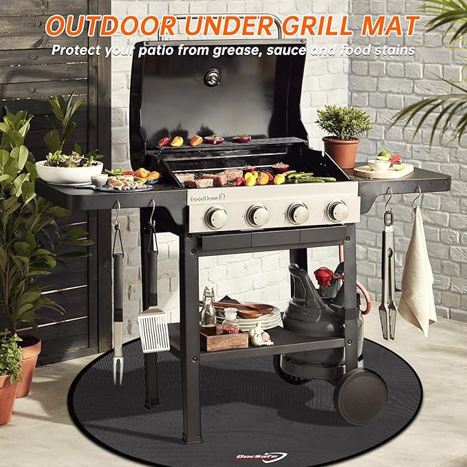 DocSafe 42" Fire Pit Mat for Solo Stove Bonfire,4 Layers Double-Sided Fireproof Under Grill Mat Protector for Deck,Patio,Round BBQ Mat Indoor Fireplace Pad for Solo Stove Accessories,Easy to Clean