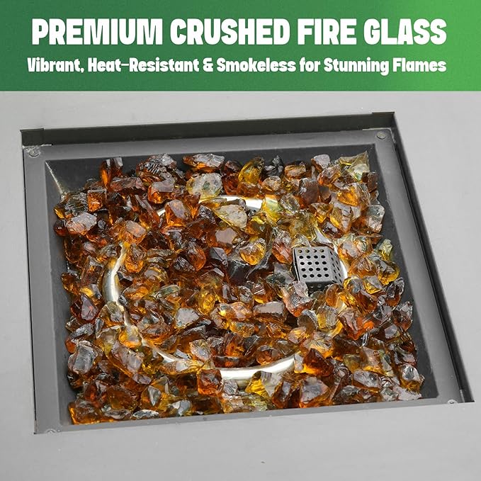 Mr. Fireglass Crushed Fire Glass for Natural or Propane Fire Pit Fireplace and Landscaping,10 lb High Luster Amber