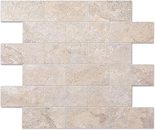 2026 New Upgrade Peel and Stick Backsplash Tile, Peel and Stick 11.34" X 11.57" Wall Tile for Kitchen, Bathroom, Fireplace, Laundry (Beige Stone Rocks, 10 Packs)