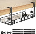 Under Desk Cable Management Tray, Xpatee Upgraded Wire Management No Drill No Screws, Cable Tray with Clamp for Wire Organizers, Computer Cord Rack for Office, Home - No Damage to Desk Black