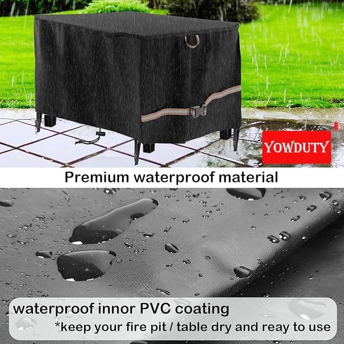 Rectangular Propane Gas Fire Pit Table Cover 48x28x24 In, Waterproof Heavy Duty 600D Rectangle Outdoor Fireplace Cover 48 In, All-weather Protection For Patio Firepit Table 45-48 In