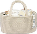 Baby Diaper Caddy Organizer for Girl Boy Cotton Rope Nursery Storage Bin Basket Portable Holder Tote Bag for Changing Table Car Travel Baby Shower Gifts Newborn Registry Must Have Items oatmeal