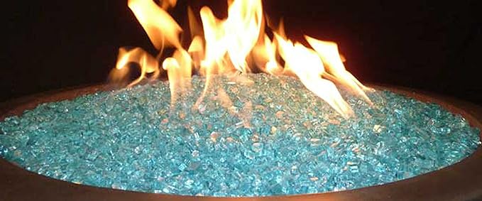 Hiland RGLASS-AQ Pit Fire Glass i n Aqua, Extreme Tempature Rating, Good for Propane or Natural Gas, 10 Pounds, 10 lb (Pack of 2)