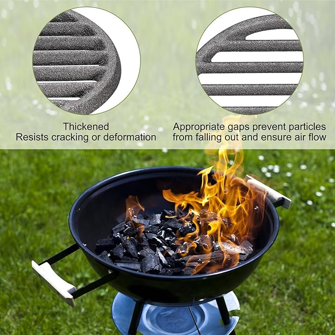 PATIKIL Cast Iron Fire Grate, 7.8" Round BBQ Grill Grate Replacement High Heat Charcoal Plate Fire Bottom Grate Grilling Accessories 6 Slots for Grilling Barbecue