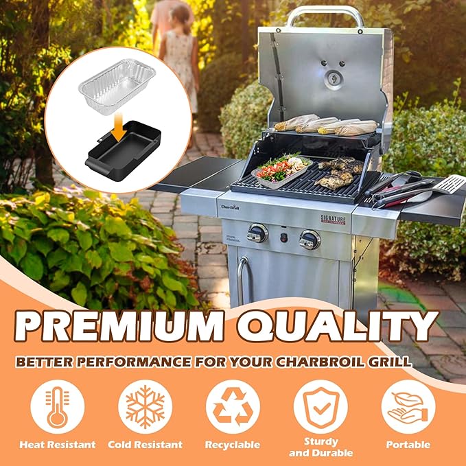 9328812P06 Drip Tray Liners for CharBroil G325-5703-W1 G416-0015-W1 Grease Pan, Aluminum Foil Grease Tray for CharBroil Performance 463365021 463448021 Grill Replacement Parts, 20 Pack