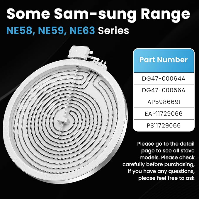 12 in DG47-00064A DG47-00056A Electric Range Dual Radiant Surface Element Fit for Sam-Sung NE58, NE59, NE63 Series Electric Stove, Replaces AP5986691 EAP11729066 PS11729066 by Fetechmate