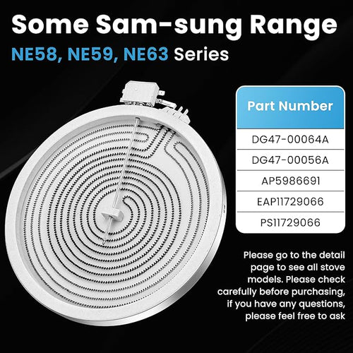 12 in DG47-00064A DG47-00056A Electric Range Dual Radiant Surface Element Fit for Sam-Sung NE58, NE59, NE63 Series Electric Stove, Replaces AP5986691 EAP11729066 PS11729066 by Fetechmate