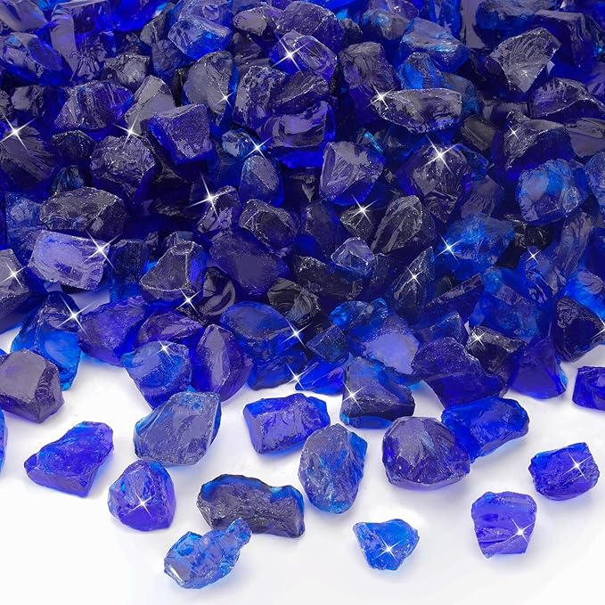 Mr. Fireglass Crushed Fire Glass for Natural or Propane Fire Pit Fireplace and Landscaping, 10 Pounds High Luster Ocean Blue