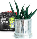 SCANDINORDICA Disco Ball Planter Pot - 4.3 inch Mirror Disco Ball Vase, Disco Planter, Ceramic Planter Pots Indoor with Drainage Hole and Saucer, Cute Desk Decor for Women | 0.2" Mirror Tiles