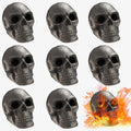 Metal Human Skull Gas Log Set of 8 for Indoor or Outdoor Fireplaces, Fire Pits, and Halloween Decor, Fireproof & Refractory Creepy Skull Charcoal for Spooky Home Decoration, Durable for 10+ Years Gift
