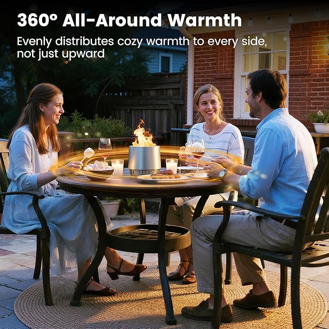 Amopatio Tabletop Fire Pit with Stand, Removable Ash Pan, 8.5 x 9.5 Inch Smokeless Portable Stainless Steel Wood Burning Outdoor Firepit with Carry Bag for Camping Patio & Backyard