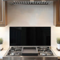 DAIFURONGE Tempered Glass Backsplash for Kitchen, Black and White Art Stove Backsplash Protector - Easy to Clean Wall Decor (Black, 30"x14"(76.2x35.56cm))