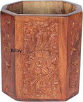 IBLAY Desk Supplies Organizer Mesh Pen Cups/Pencil Holder Wood Unique Design for Desk, Office, and Home Decor Gifts (Floral)