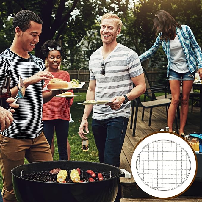 uxcell Stainless Steel Cooling Racks,12 Inch Round BBQ Grill Net Steaming Rack, Oven & Dishwasher Safe, for Baking Grilling Roasting Silver