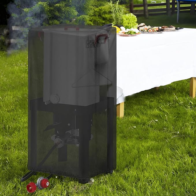 Turkey Deep Fryer Cover for CreoleFeast TFS3010 Propane, Waterproof Outdoor Cooker Turkey and Fish Fryer Pot Seafood Boil Pot Cover - 15.7x15.7x30 inch, Black