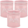 Segarty Pen Cup Holder for Desk, 3 Pack Pink Pencil Holder, 3.9 x 4.2 inch Large Metal Mesh Pen Container Set Desktop Accessories Organizer for Office Supply, School Classroom, Makeup Brush