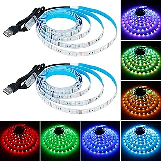5V USB RGB LED Strip Light USB Powered 13.2ft/4M (2pcs x 6.6ft) 240LEDs Flexible SMD 5050 with Controller Dimmable 19 Dynamic Modes 20 Static Colors No-Waterproof IP20 LED Tape Lights