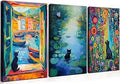 MUWAK Framed Funny Monet Black Cat Canvas Wall Art – Whimsical Matisse Cat Artwork Prints Wall Decor, Cute Animal Aesthetic Garden Pictures for Living Room Bedroom Kids' Room – 16x24in