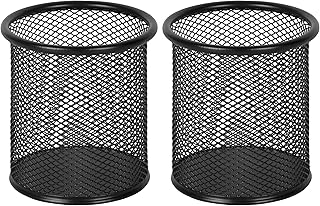 EasyPAG Pencil Holder for Desk, 2 Pack Metal Pen Organizer, Mesh Pencil Cup Organizer for Home, Office, Classroom, School, Black