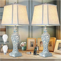 Table Lamp Bedside Lamps Set of 2, 28.5'' Luxsight Farmhouse Table Lamps for Bedroom, Lamps for Nightstands with Night Lights, with USB C+A Ports, Rustic Lamp for Living Room, Bulb Included