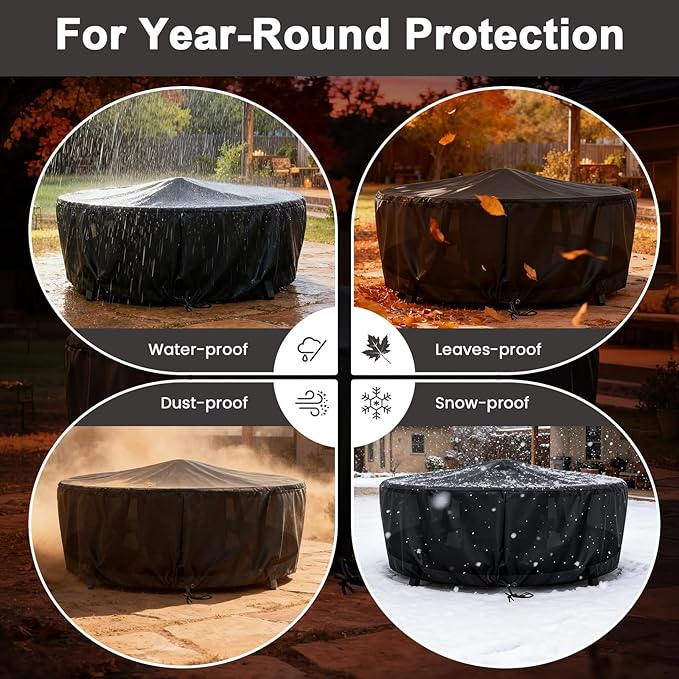 Uniflasy Smokeless Fire Pit and Fire Pit Surround Tabletop, Portable Protective Barrier Equal Width, Safety & Extra Space, 48" Outdoor Tabletop & 17" Smokeless Firepit for Backyard, Camping & Party