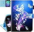Dteck for iPad mini 7 (A17 Pro, 7th Gen), Mini 6 (6th Gen) 8.3 inch Smart Folio Case with Auto Sleep Wake, Stand, Elastic Stylus Pen Loop Holder, Card Slots, PU Leather Cute Cover, Purple Butterfly