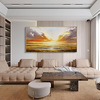 KLAKLA Beach Wall Art Sunset Coastal Abstract Landscape Pictures Wall Decor for Living Room Canvas Ocean Seascape Poster Nature Painting Print Bedroom Office Home Decoration 24x48 Inches
