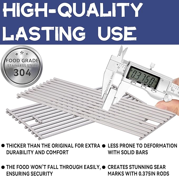 4 Pack 18" x 7-3/8" Heavy Duty 304 Stainless Steel Triangle Solid Rod BBQ Grill Grates Replacement Parts for Blaze Grill 3, 4, 5 Burner Grill Models,5 Models Blaze(BLZ-3,4,4LTE,5,3LTE)