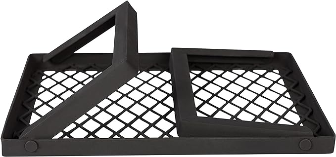 Amazon Basics Heavy-Duty Portable Camping Grill Grate for Outdoor Open Flame Cooking, Foldable, Sturdy, 15.9" x 12.2", Black