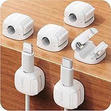 6Pack Cord Organizer, Chfeila Spring Cable Clips [1s Lock] Cable Management, Cute Cord Holder for Nightstand Home Office Desk Accessories Workspace, College Dorm Essentials Aesthetic Teen Room Decor