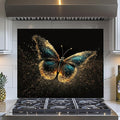 Evgosm Tempered Glass Backsplash for Kitchen，Butterfly Stove Splashback, Glass Backsplash, Easy to Install and Clean, Used for Kitchen Wall Protection and Decoration. (30x24'')