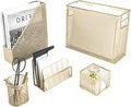 BLU MONACO | Gold Desk File Folder Organizer Set | Desktop Hanging File Organizer with Letter Size Holder | Hanging File Folders Organizer Office Accessories