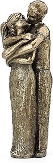 JFSM INC. Soulmates Lovers Kissing Sculpture Romantic Couple Statue for Wedding 7 Inch Bronze Resin Home Decor