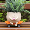 NINIPAPA Funny Smiley Face Planter Pots Cute Succulent Plant Pot, Head Skateboard Flower Planters with Drainage Hole for Indoor Outdoor, Unique Christmas Birthday Gifts for Plant Lover and Mom