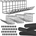 Under Desk Cable Tray, Cord Organizer for Wire, Cord Management, Under Desk, Wire Holders - Black Tray - Set of 4X 17