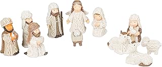 Cable Knit Textured Holy Family, 3 Kings and Angel Resin Christmas Nativity Figurine, 3x2, Multicolored, Set of 11
