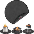 DocSafe 48" Round Fire Pit Mat, 4-Layer Fireproof Under Grill Mat Heat Insulated Indoor Fireplace Pad Protector for Decks,Patios,Grass,Solo Stove Bonfire, Reusable Oil-Proof and Waterproof, Black